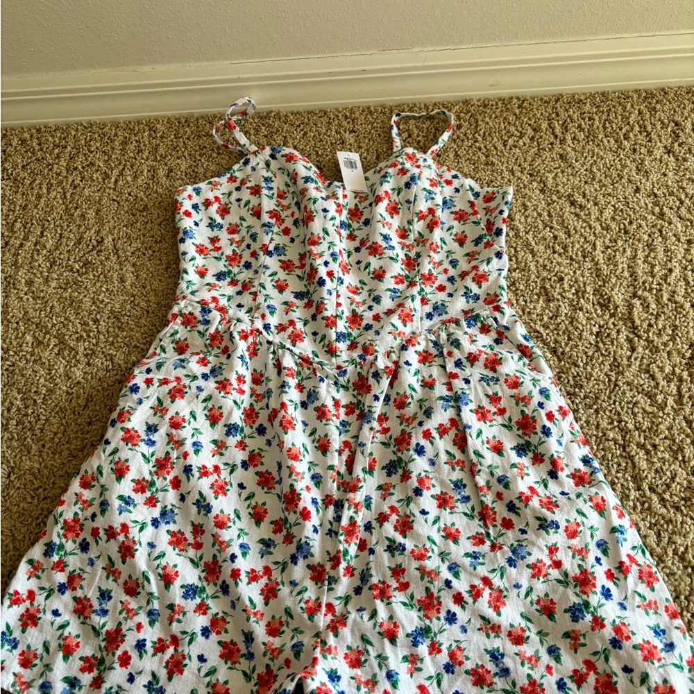 Floral Romper - Red, Blue, White